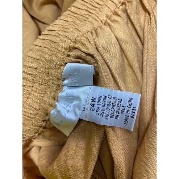 Allison Woods Plus Size 24W Mustard Yellow Linen Jacket & Skirt Set Suit Classic - Picture 9 of 11